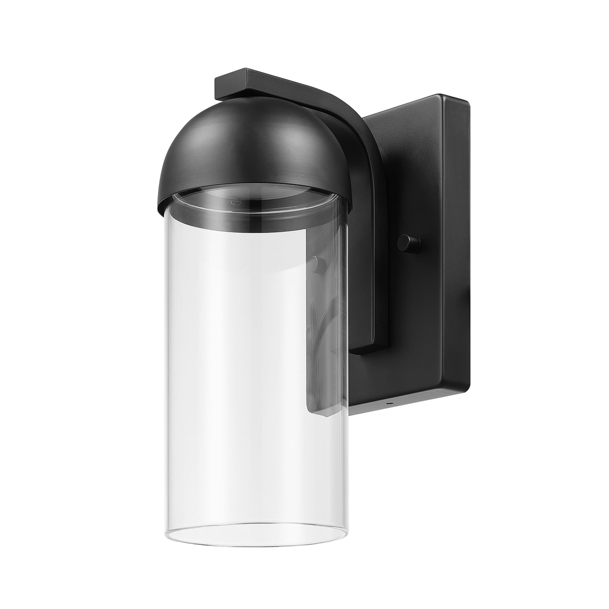 Globe Electric 60000023 12W LED Integrated Outdoor Wall Sconce, Matte Black, Clear Glass Shade, Porch Light, Wall Lights for Living Room, Patio Décor, Apartment Essentials, Outside House Lights