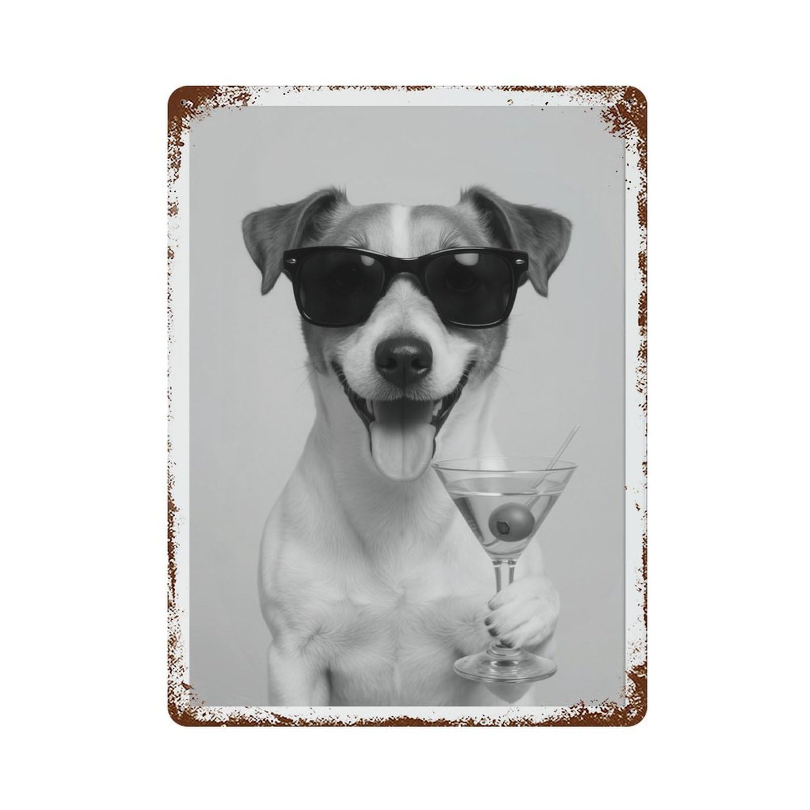 xiaoxiaoshen Jack Russell Drinking Cocktail Funny Dog Mini Bar C Decor Wall Decor Art Metal Tin Poster Modern Home Decor Art Home Bar Shop Decorations Vintage Sign 40x30cm