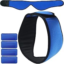VIBINHO Poche de Glace de Dents Sagesse avec Bandeau, Poche Glace Dents Sagesse, 4 Réutilisable Poches Gel Chaud et Froid pour Menton, Visage, Tête et Mâchoire, Bleu