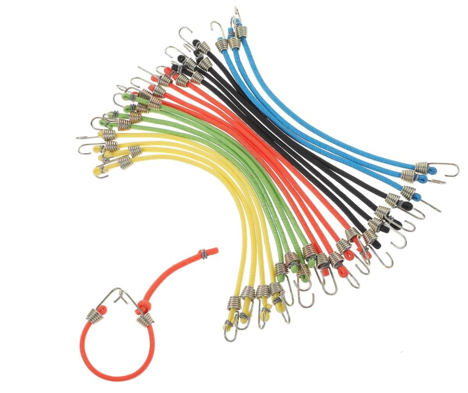 20 unidades de goma tensora con ganchos, pequeñas cuerdas tensoras ajustables, mini correas tensoras de goma, expansor con ganchos, para equipaje, exteriores, bicicleta, coche, 5 colores