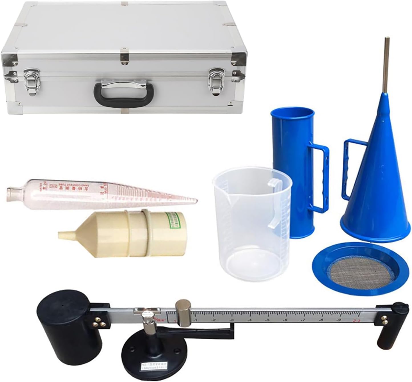 Mud Tester Kit, Mud Hydrometer, Sand Content Meter, Slurry Viscometer, Portable Slurry Testing Machine Set with Marsh Funnel & Viscosity Cup, Fluidimeter Tool for Laboratory