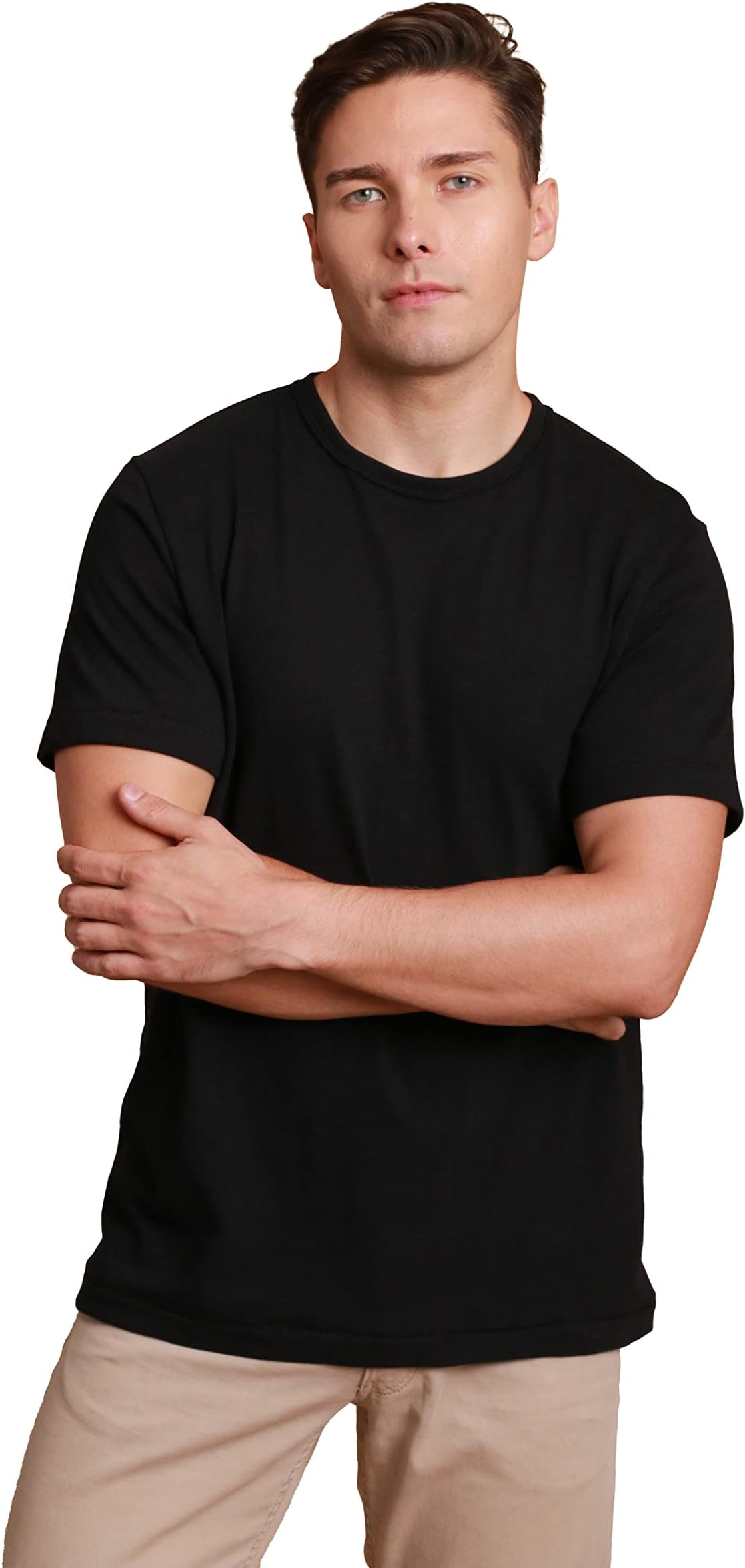 CottoniqueCottonique Hypoallergenic Slub Crew Neck Short Sleeve for Men with Skin Allergies and Sensitive Skin
