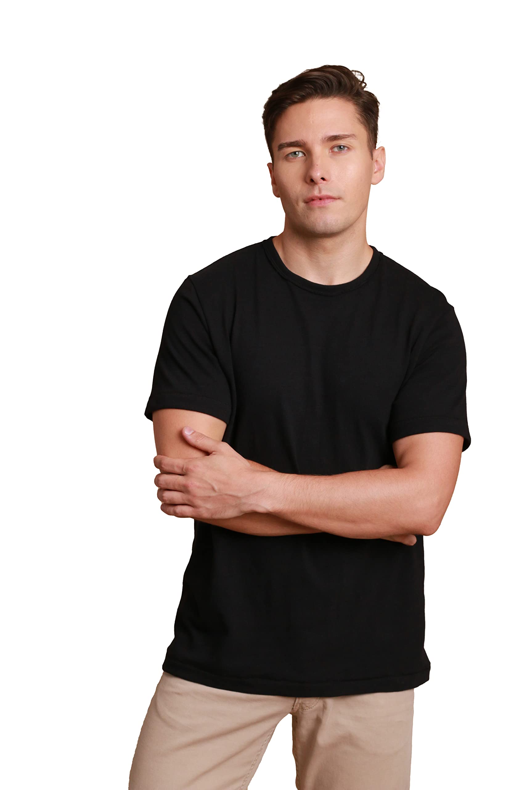 CottoniqueCottonique Hypoallergenic Slub Crew Neck Short Sleeve for Men with Skin Allergies and Sensitive Skin