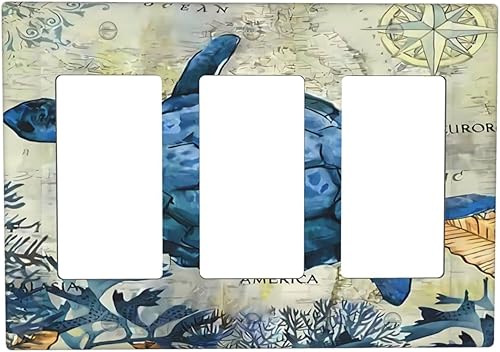 Miniatura 14 de Deep Blue Sea Turtles 1 Gang Outlet Covers Duplex Receptáculo Placa de pared Decorativa Eléctrica Placa Delantera Interruptores de Luz para Cocina