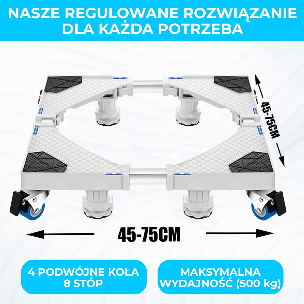 Pralka domowa Fleau Podnieś XL – Pojemność 500 KG – Podnieś lodówkę/Zmywarkę/Suszarkę – Wałek do mebli – Przenośnik do mebli – 8 nóg / 4 koła