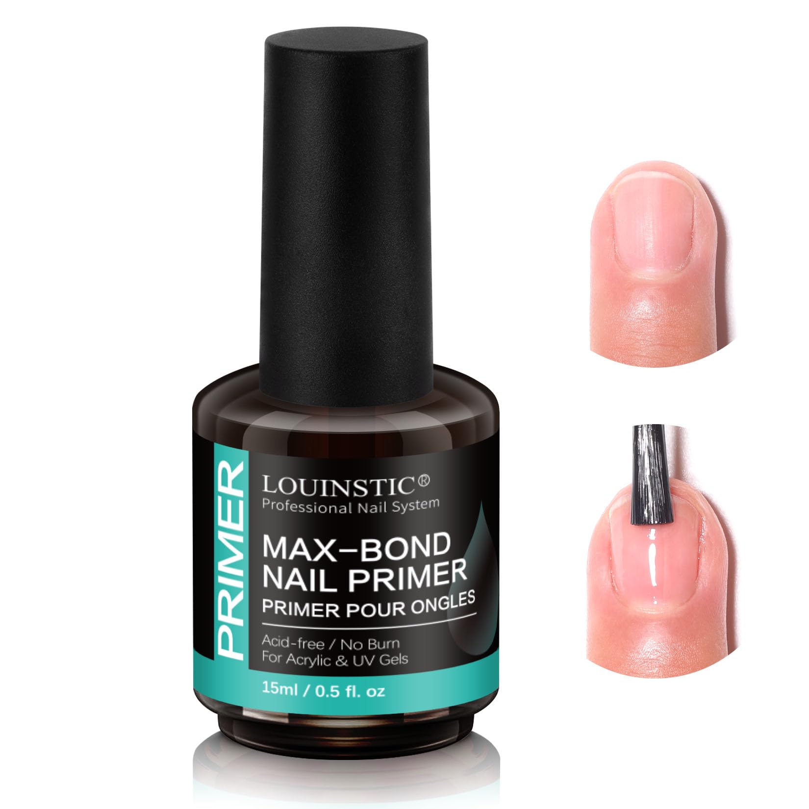 LOUINSTIC Acid-Free Nail Primer for Gel Polish, Acrylic (All Types), 15ml Acid-Free Nail Primer 15ML