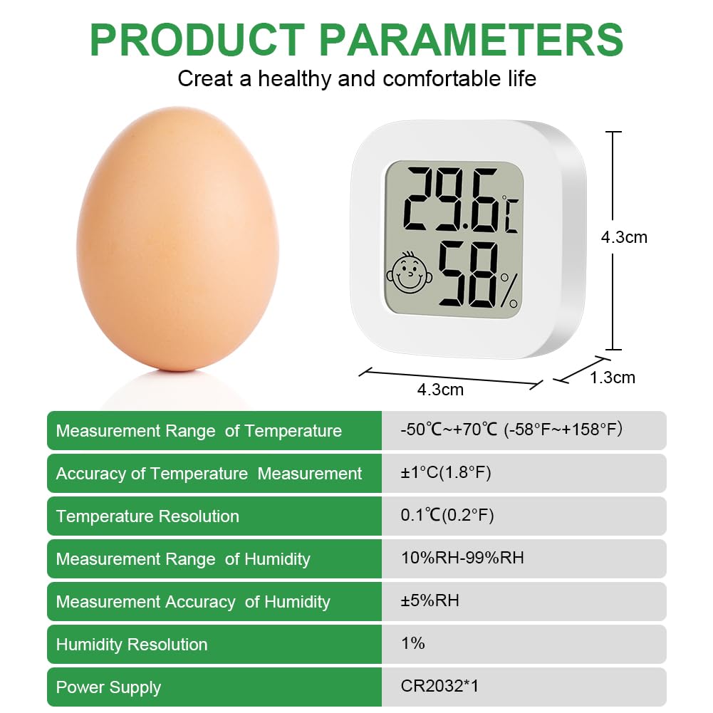 Ainiv Thermomètre Hygromètre Intérieur, Mini LCD Termomètre Maison, Moniteur de Température et Humidimètre, Blanc