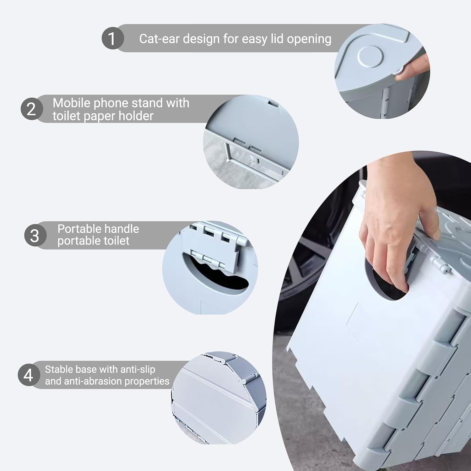 13inch Portable Camping Toilet for Adults Foldable Potty Chair for Toddler Training Potty Seat Chair Emergency Potty with Carrying Bags for Car Boat Travel Outdoor Use