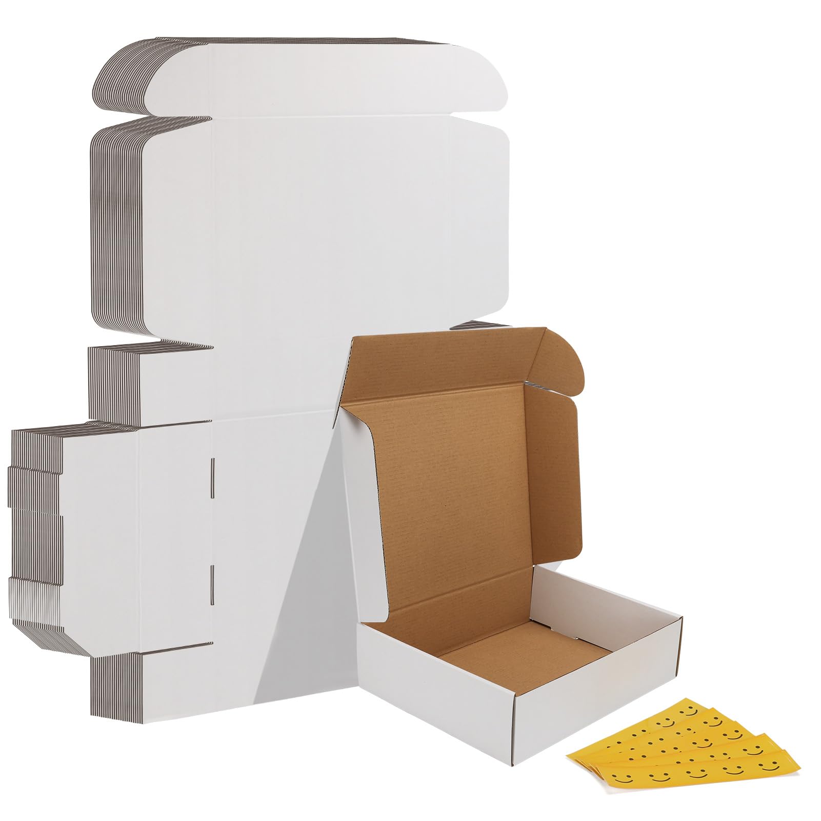 HORLIMER 11x9x3 inches Shipping Boxes Set of 25, White Corrugated Cardboard Box Literature Mailer