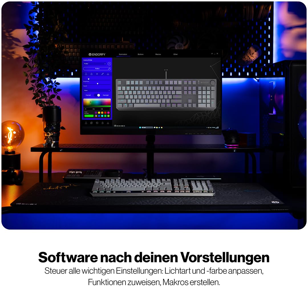 ENDORFY Thock V2 DE, QWERTZ, Red switches by Gateron, hot-swap, Lautstärkeregler, Mute-Funktion, Software, Aluminiumoberteil, programmierbare Makros