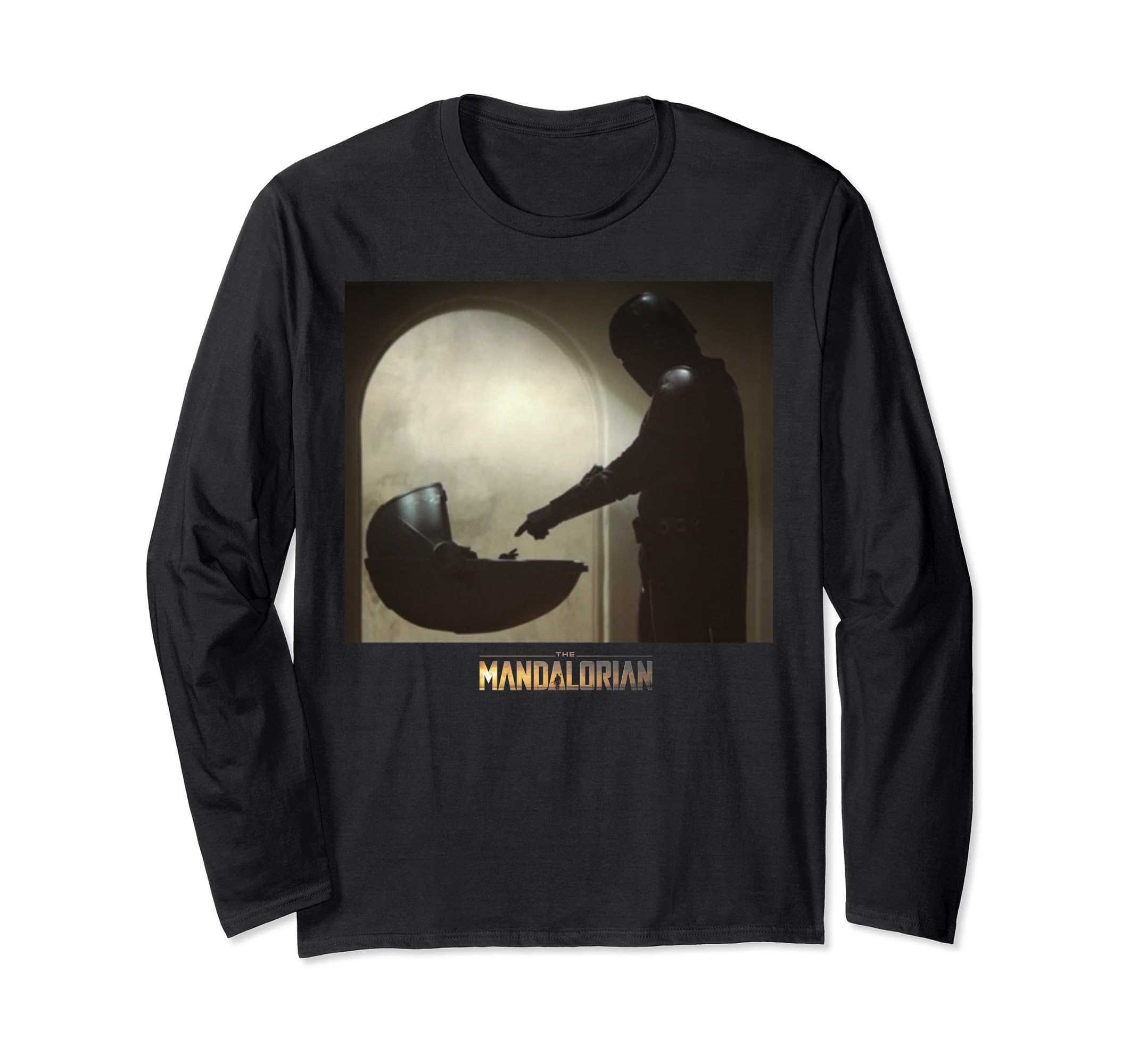 Star Wars The Mandalorian The Child Scene Logo Long Sleeve T-Shirt, Black