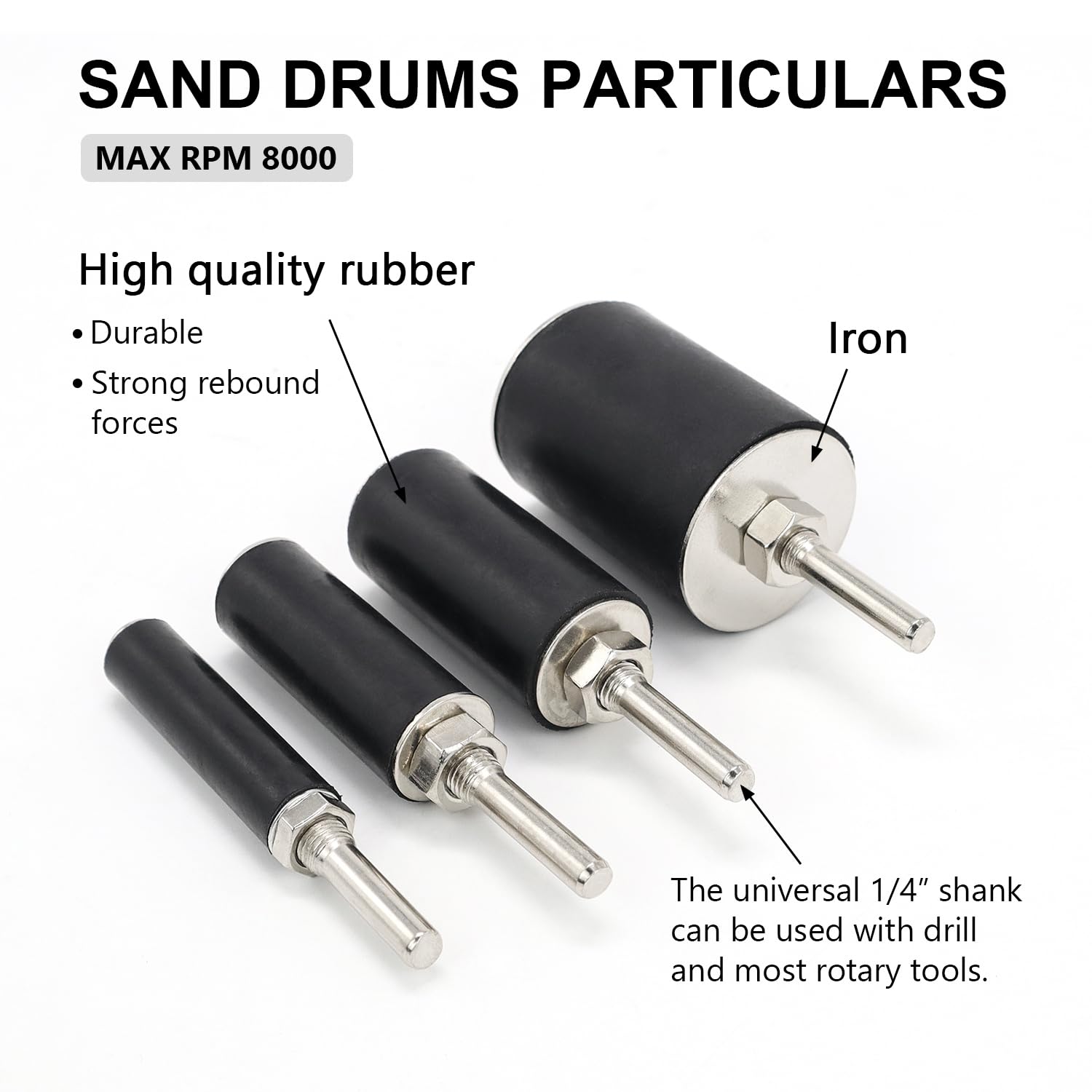 Sanding Drums & Sleeves Set - 60/80/120 Grit -4