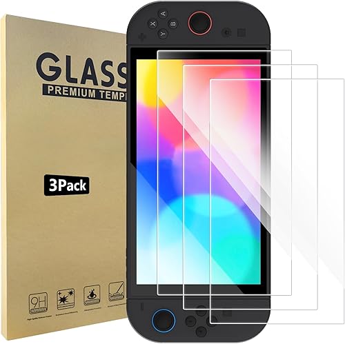 Paquete de 3 protectores de pantalla de vidrio templado compatibles con Switch 2 (lanzado en 2025), antiarañazos, sin burbujas, compatible con