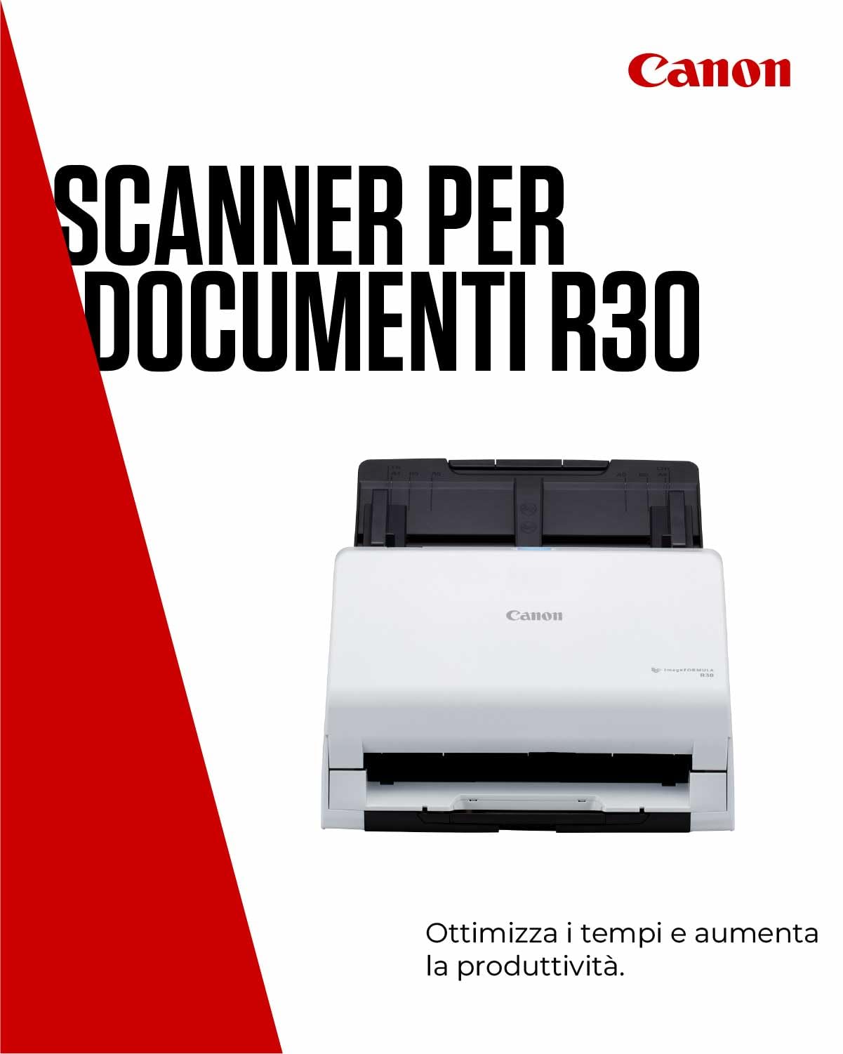 Canon Scanner di Documenti imageFORMULA R30 | Scanner Fronte-Retro con USB per Casa e Ufficio | Alimentatore Automatico 60 Fogli | Configurazione senza Driver con CaptureOnTouch Lite | Supporta OCR