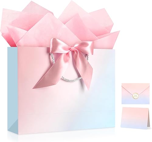 Miniatura 10 de JMANNI Bolsas de regalo, 3 piezas de tamaño mediano con cinta de lazo, bolsa de regalo de papel portátil, patrón de mármol, para cualquier ocasión