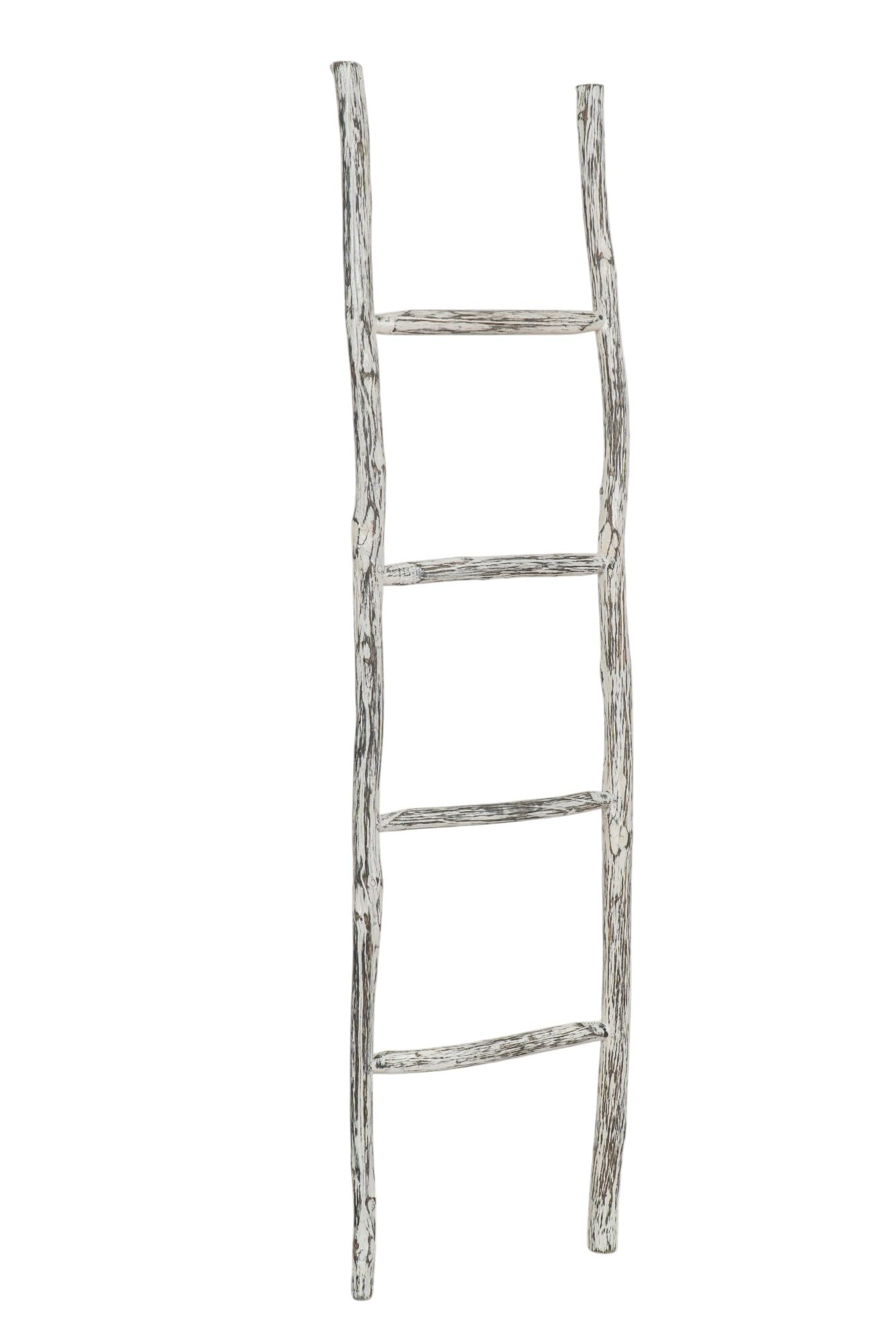 Biscottini Drabinka na ręczniki łazienka 128x32x3 - dekoracyjna drewniana drabina - drewniana drabina wisząca na ręczniki - bambusowa drabina na ręczniki - metalowa drabina na ręczniki