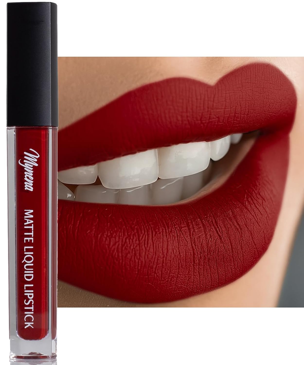 Mynena Red Long Lasting Lipstick for Women Waterproof & Transfer-Proof | Hydrating with Shea Butter | Bold Pigment Intense Matte Color Lip Stain | Talc-Free & Vegan Product that Performs | Elle