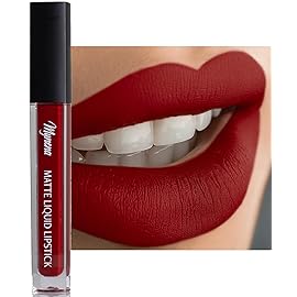 Mynena Matte Liquid Lipstick Deep Red | Long-Lasting Comfort | Smudge-Proof Transfer-Resistant | Full Coverage Non-Drying | Vegan & Cruelty-Free | All-Day Wear Lip Color | Elle