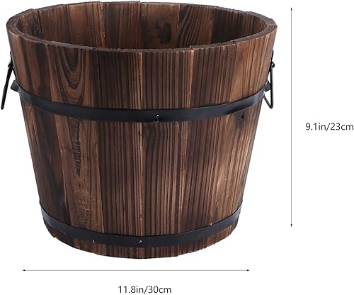 Miniatura 6 de Yardwe Cubos de barril de madera para whisky con asa, maceta de flores, macetas, cajas para cafetería, jardín, plantas hidropónicas