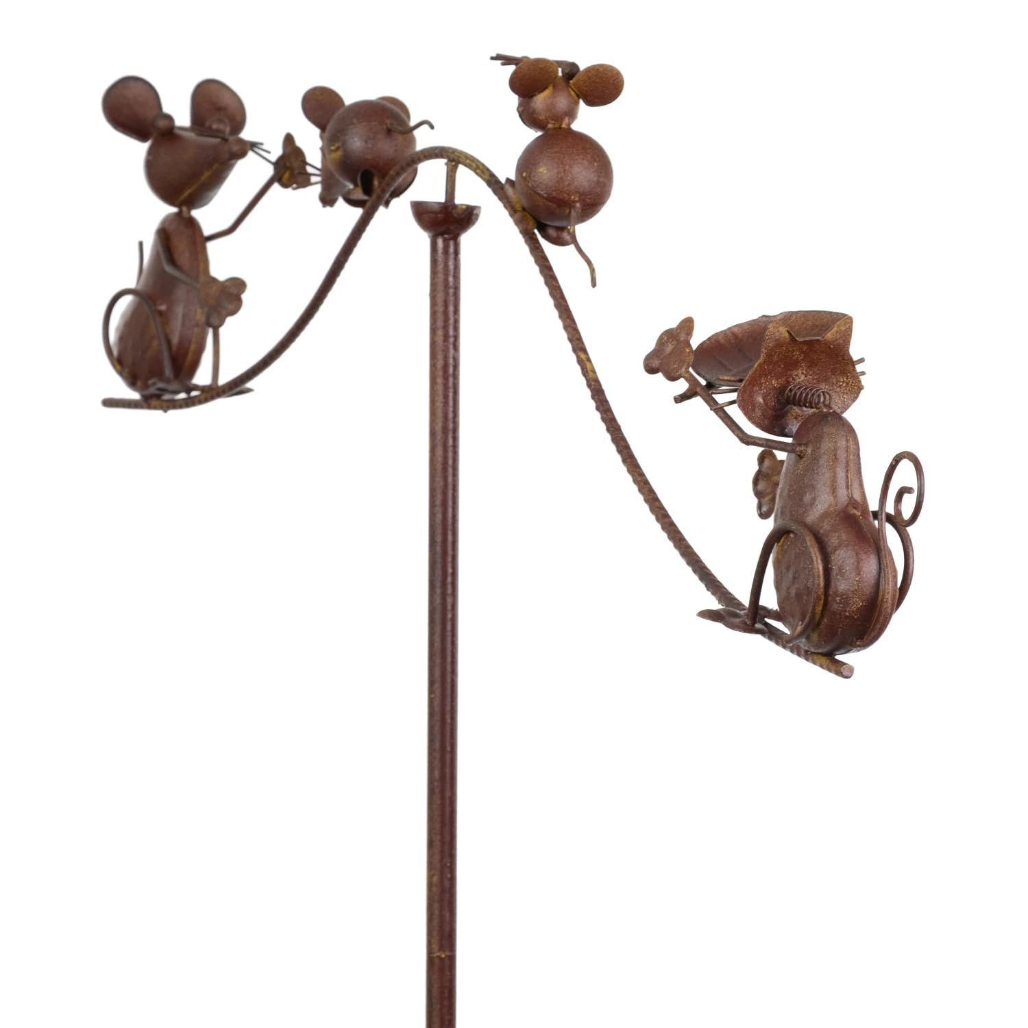 Moritz Gartenstecker Katze mit Mäusen 157 cm – Balance Pendel Metall Deko