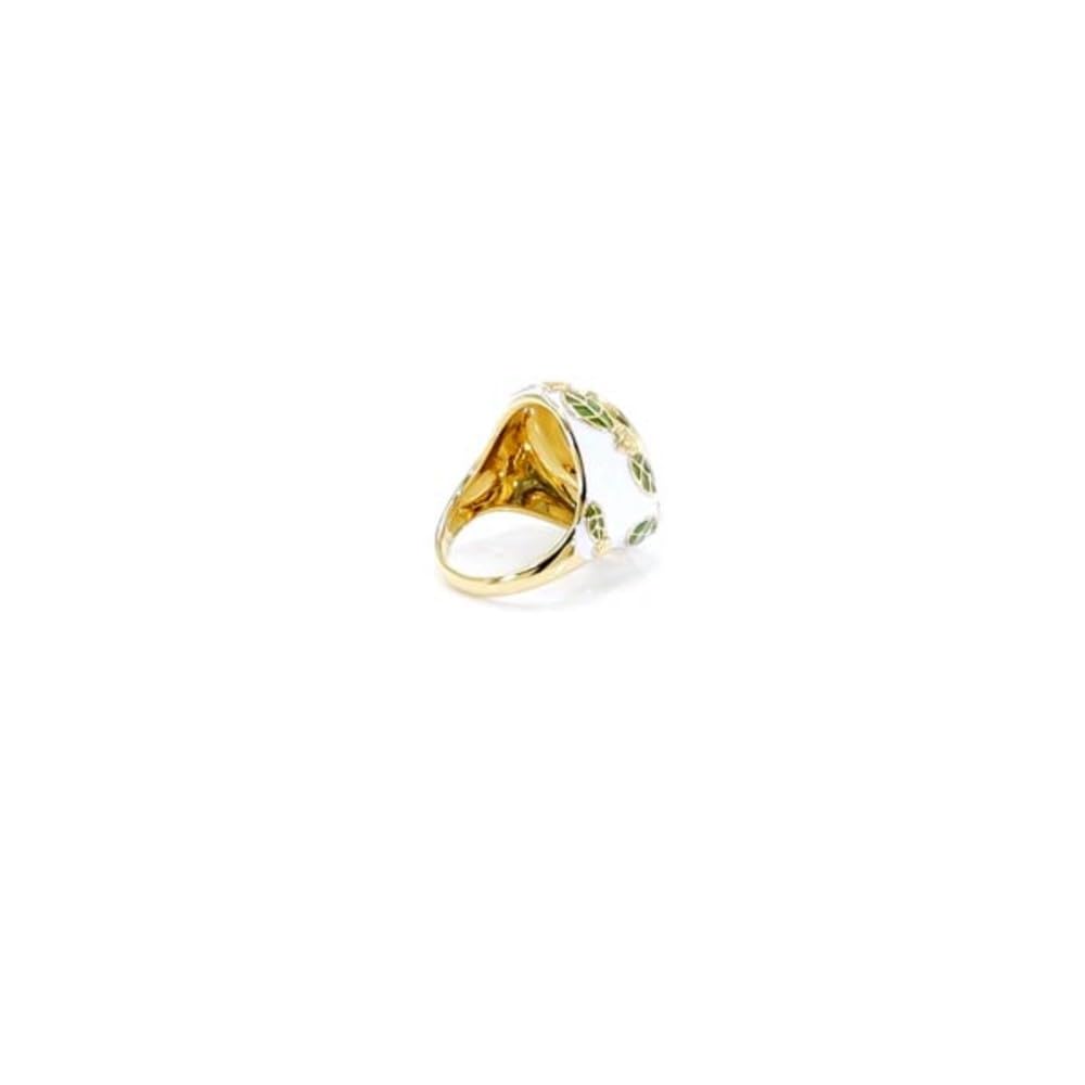 Cavill Grüner Amethyst Ring 4,5 ct Ovalschliff, 925 Sterling Silber vergoldet mit Blatt- und Blumenmotiven, Schmuck mit ovalschnitt Edelstein aus Brasilien, 17-20 Gr.