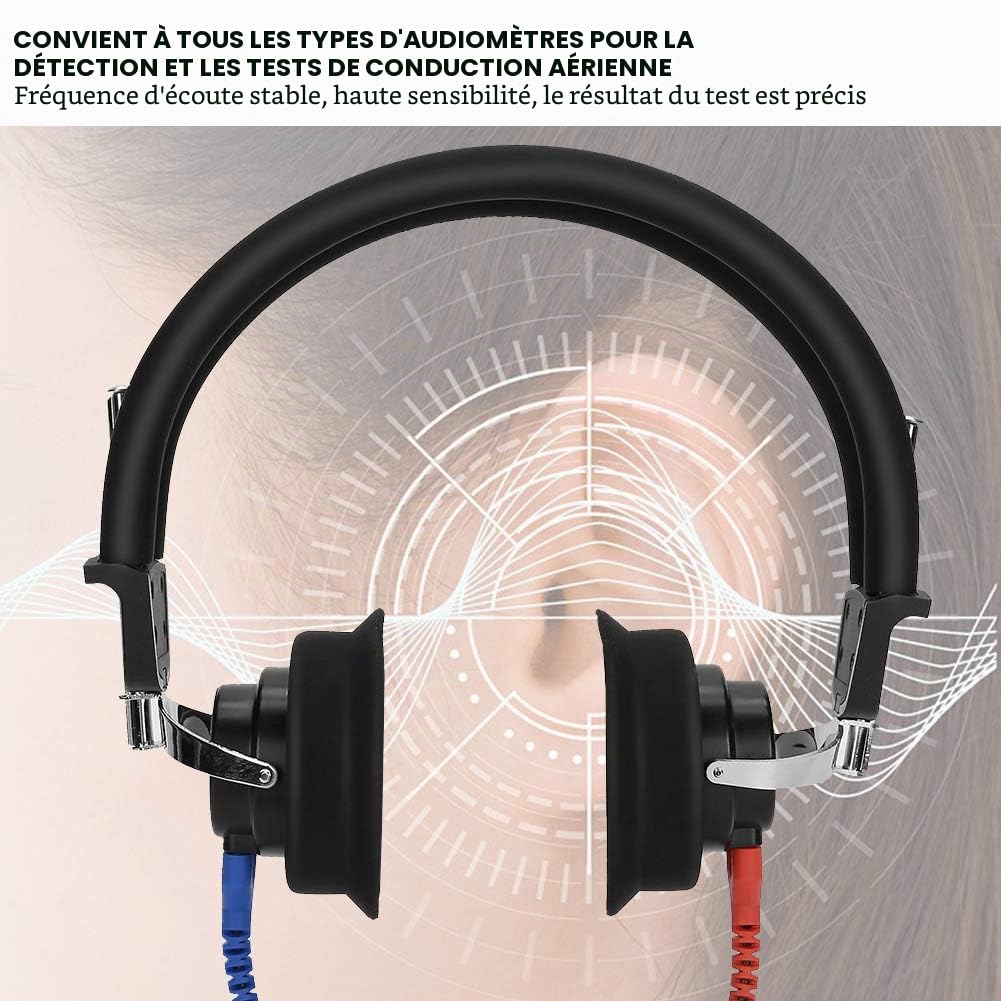 Casque Audiométrique Casque Audio Numérique Testeur D'écoute Casque Audio Haute Sensibilité pour Audiologistes Test D'écoute de La Conduite D'air Convient aux Auto-Écoles Aux Centres Auditifs et aux