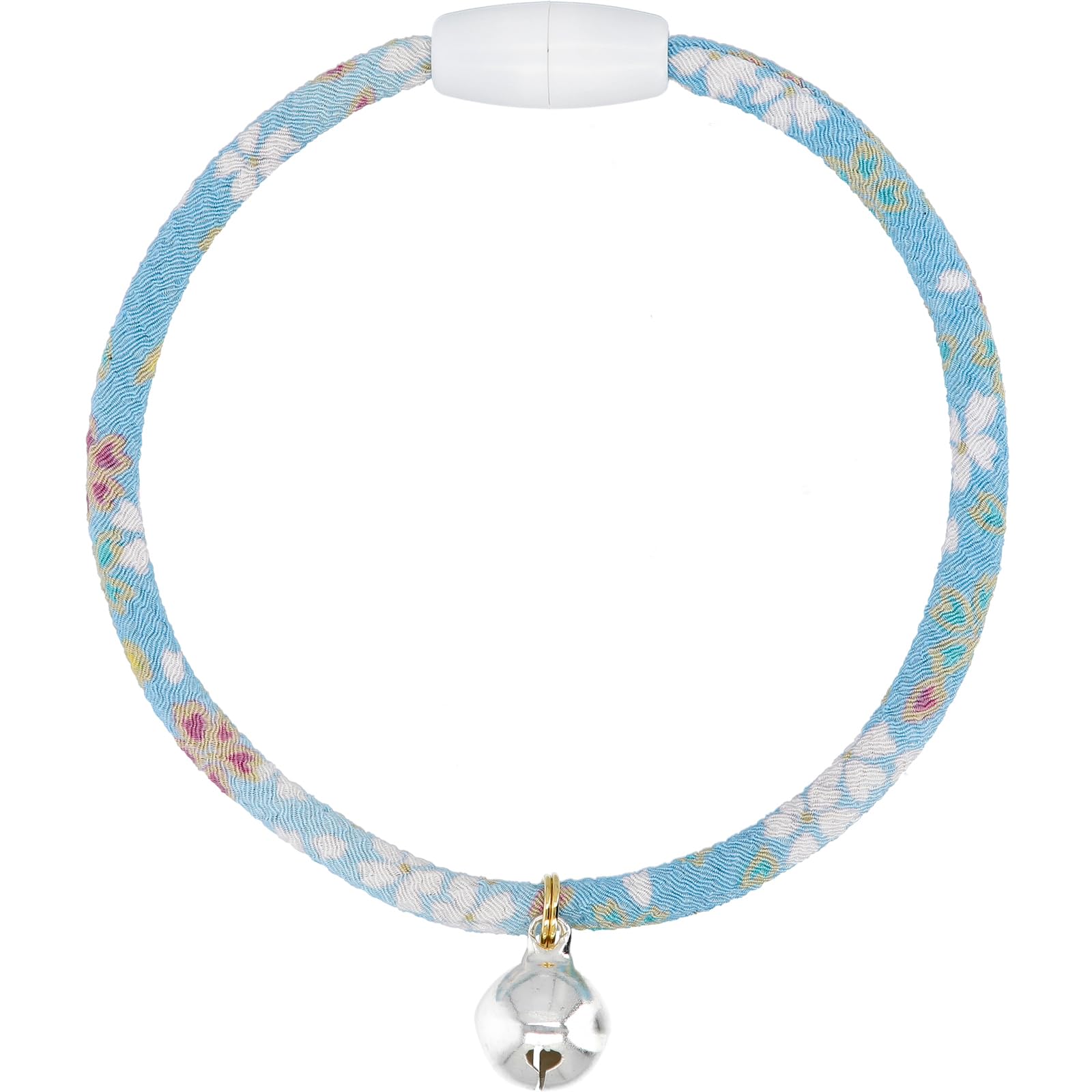 ここねこ本舗 猫 首輪 安全 セーフティー 鈴付き 和柄 軽い 調整可能 日本製 ハンドメイド (小桜・水色) - 3