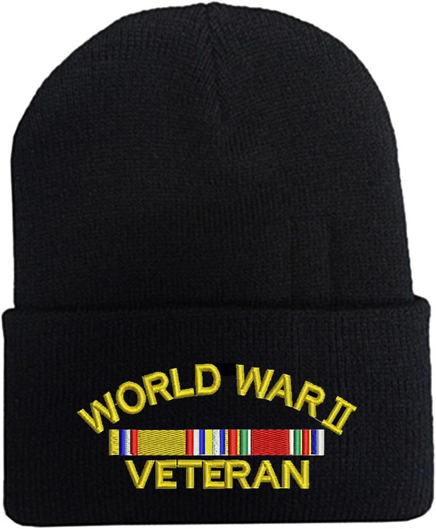Military World War 2 Veteran Law Enforcement Fold Long Cuff Beanie Hats