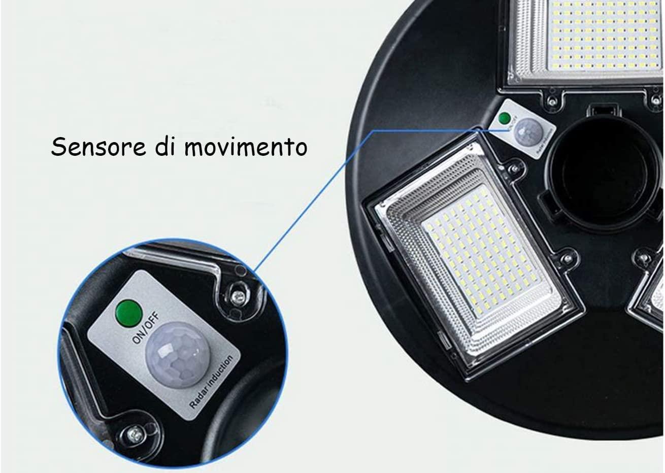 openspaceshop Faro led lampione stradale UFO 150w luce fredda pannello solare telecomando SJ