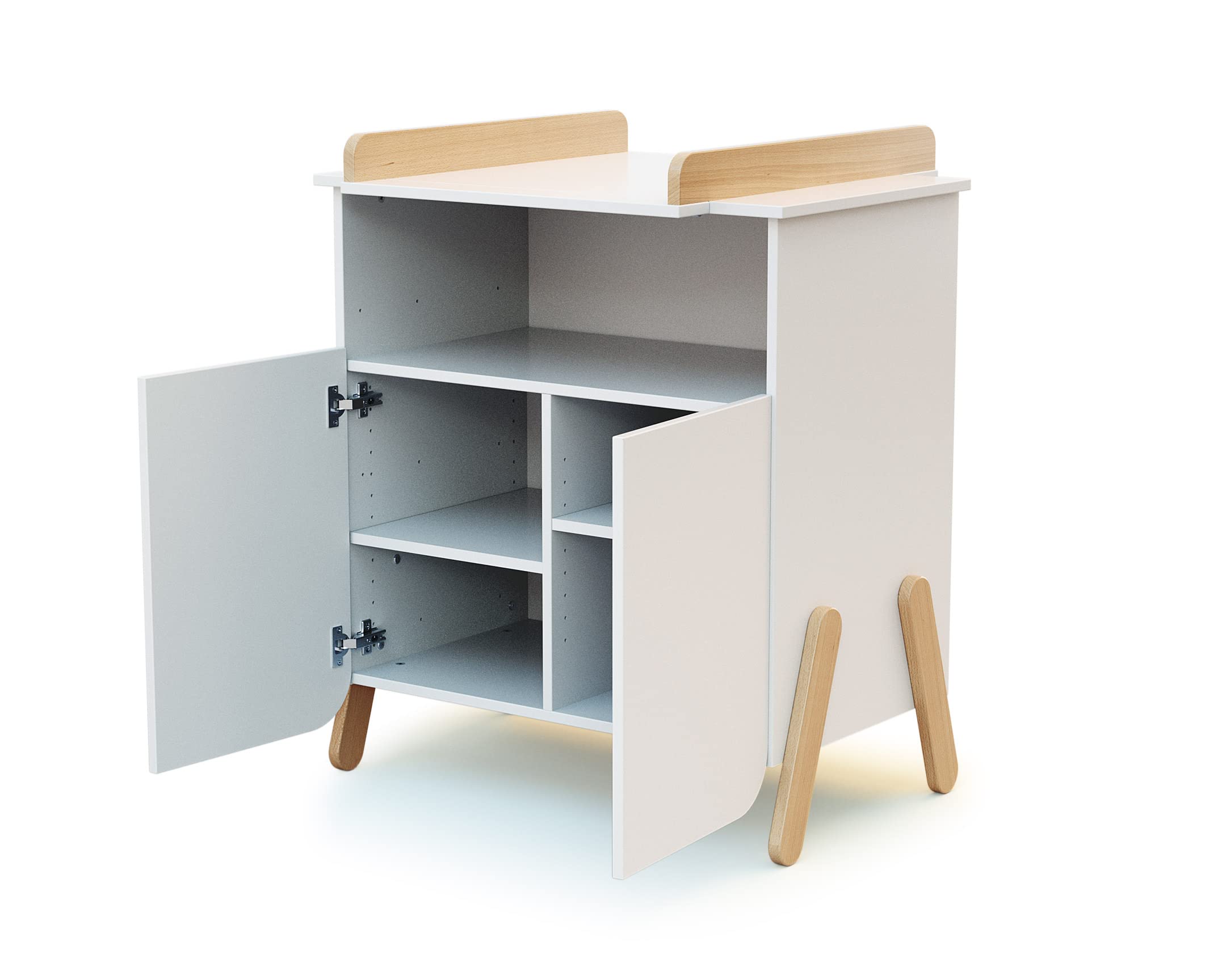 WEBABY - Mueble cambiador bebé 2 puertas PIRATE madera - Blanco/Haya