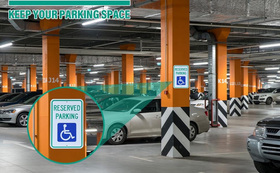 4 Pack Reserved Handicap Parking Signs - 18"x12" Reflective Aluminum Signs With UV Protection, Rust Free