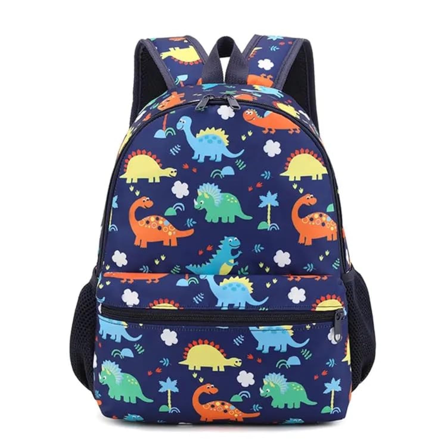 FamiliPicks Dinosaur School Preschool Backpack Perfect for Nursery Boys, KG1, KG2, FS1, FS2, 2 Compartments, Front Zipper Pocket, Bottle Holder, Unicorn Design Bag Blue