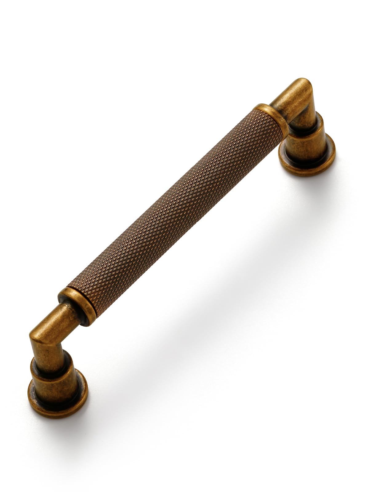 JIASENBAO 5 Pack Antique Brass Cabinet Pulls 96mm Hole Center Knurled Vintage Drawer Pulls Bathroom Dresser Handles Hardware Bar Zinc Alloy