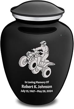 Geturns Embrace Adult Personalized ATV Cremation Urns for Human Ashes I Large Black Funeral Urn for Men and Women I 200 lbs