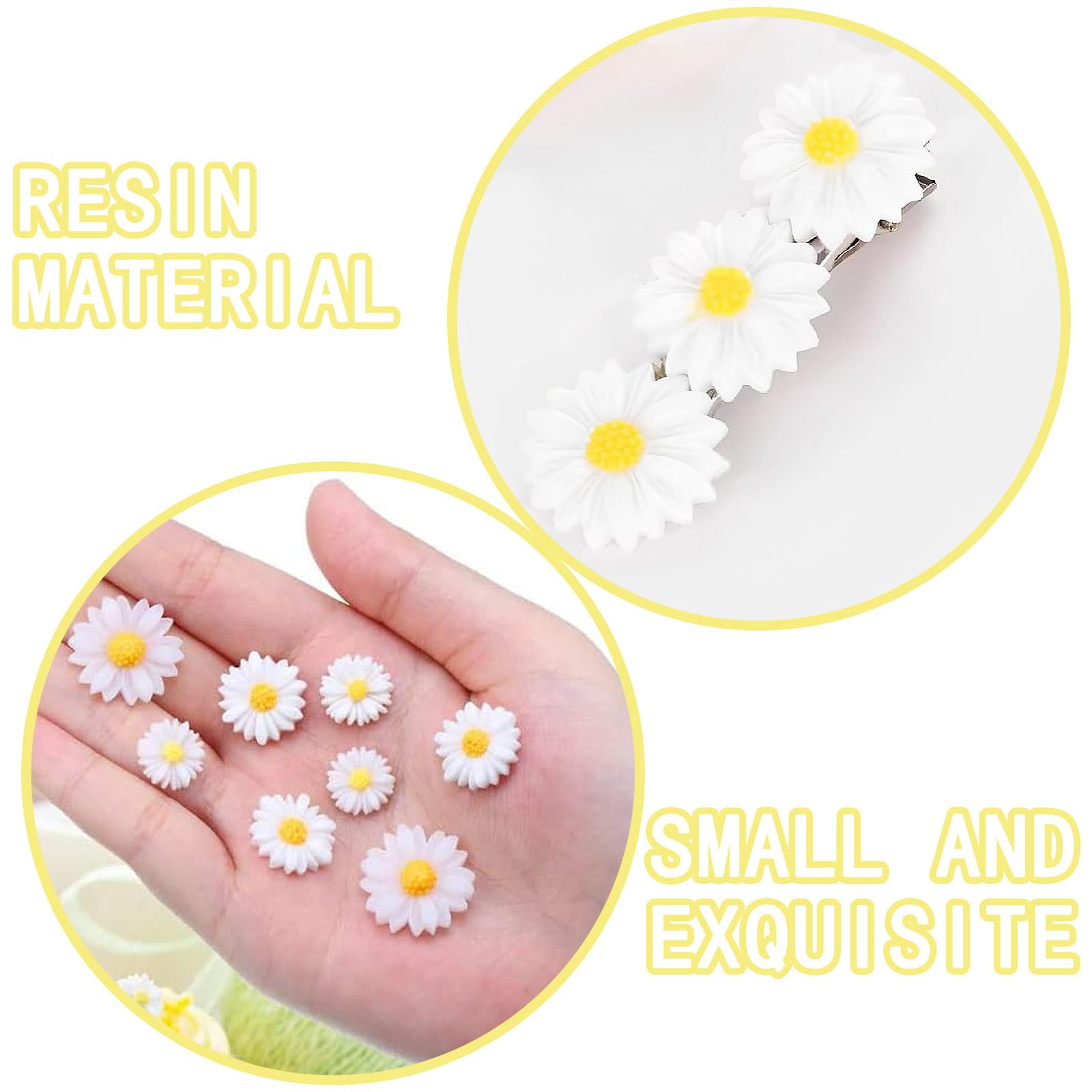 55 Pezzi Mini Decorazioni con Margherite, Margherite finte in Resina, Mini Resina Margherita, ITE, con Scatola portaoggetti, per Artigianato Fai Te, Fermagli per Capelli, cornici per Foto, Orecchini