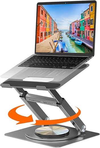 Dyazo Solid Height and Angle Adjustable Tabletop Laptop Riser/Laptop Stand for Desk Compatible for Mac Book, Laptops, Notebooks 11 (27cm)-15.6…