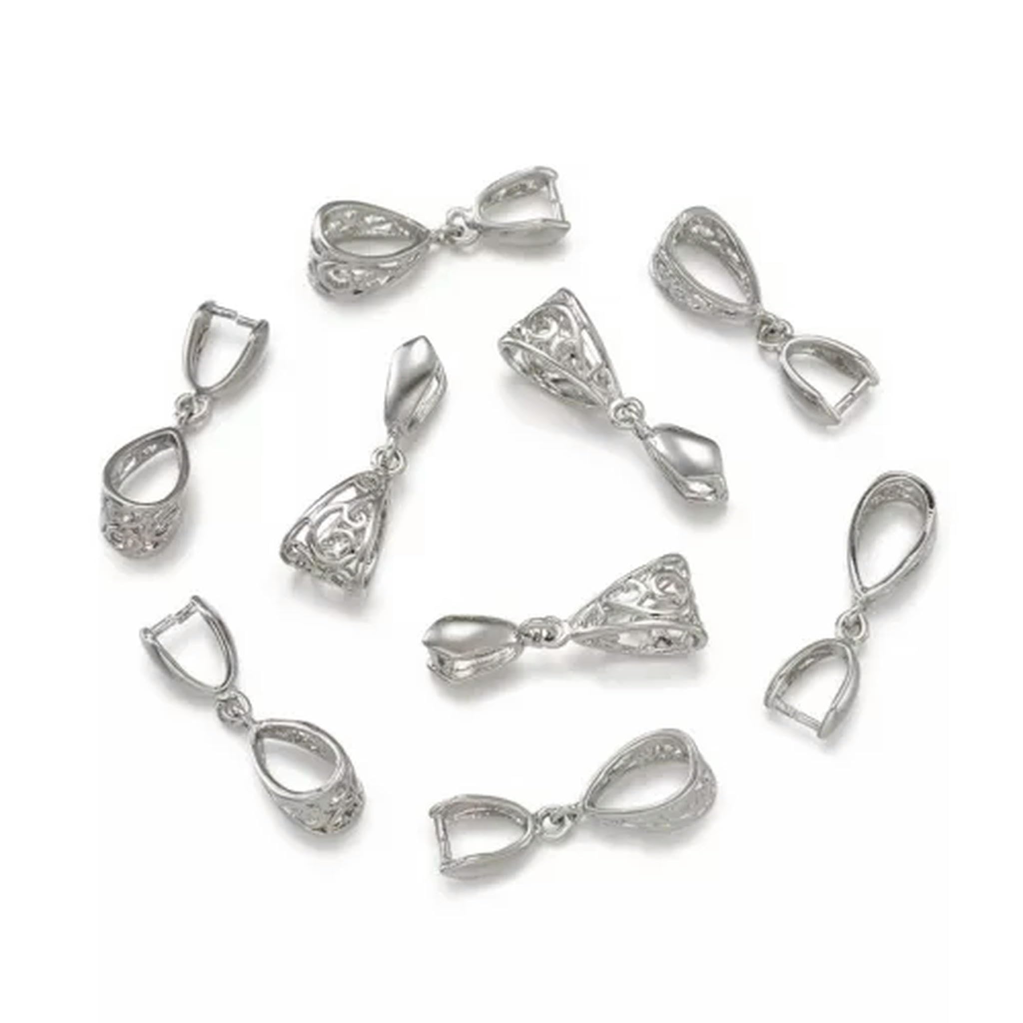 50x filigrana cremagliera placcatura Ottone Ciondolo Pizzico cauzioni Ricerca 28x8.8x7.5mm Perno 1mm