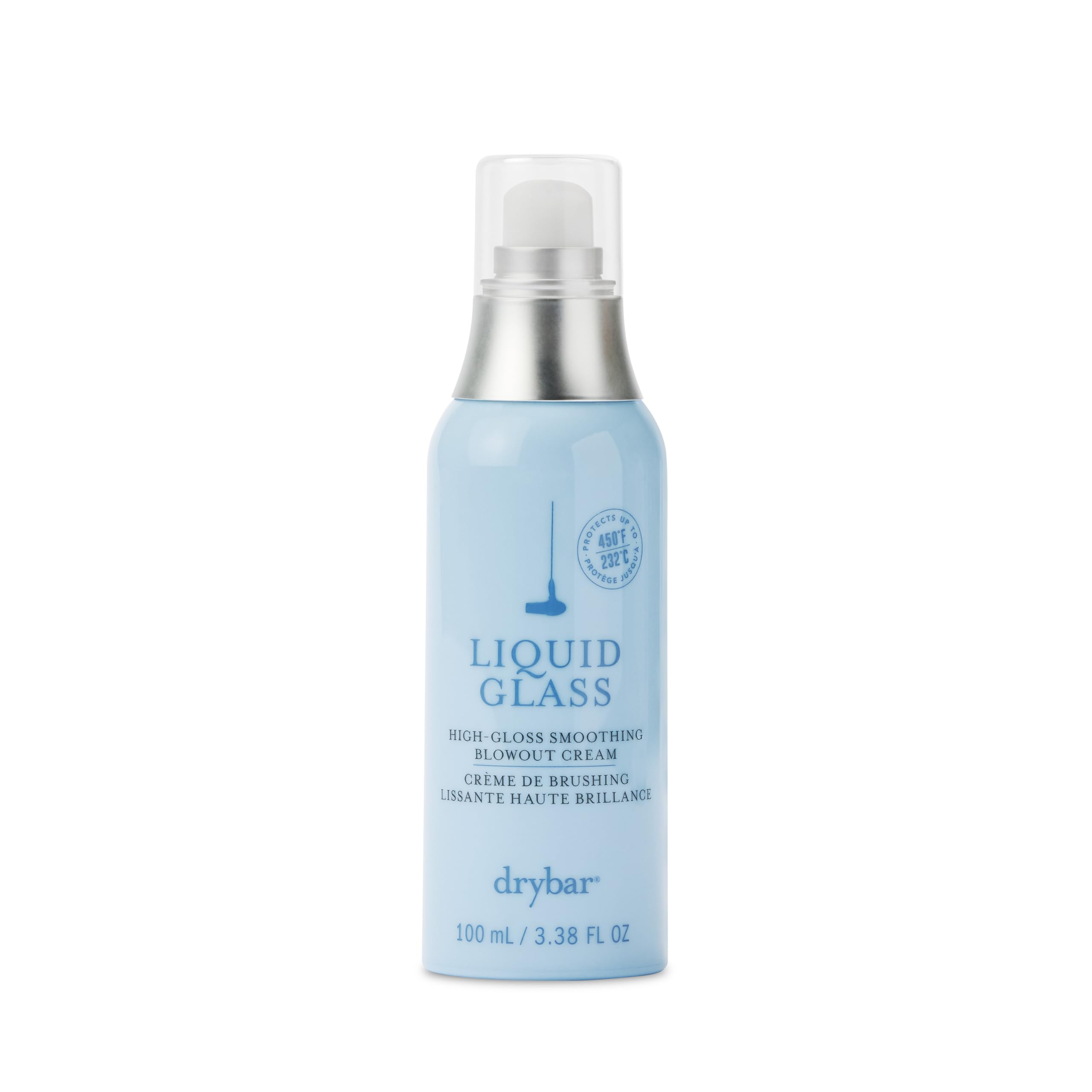 Drybar Liquid Glass High-Gloss Smoothing Blowout Cream 100ml | Sleek, Shiny Blow-Dry for 72-hours* | Instant Glass-Like Finish* | Salon-Quality Glossy Finish