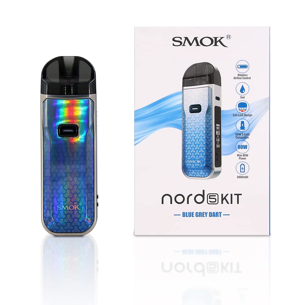 SM`OK Nord 5 Kit - 80W Nord 5 Vape Mod + 2000mAh Batterie 5ml Pod Cartouche  Fit RPM 3 Mesh Coil Vaporizer E-Cigarette - Sans e-liquide, Sans nicotine :  Amazon.fr: High-Tech