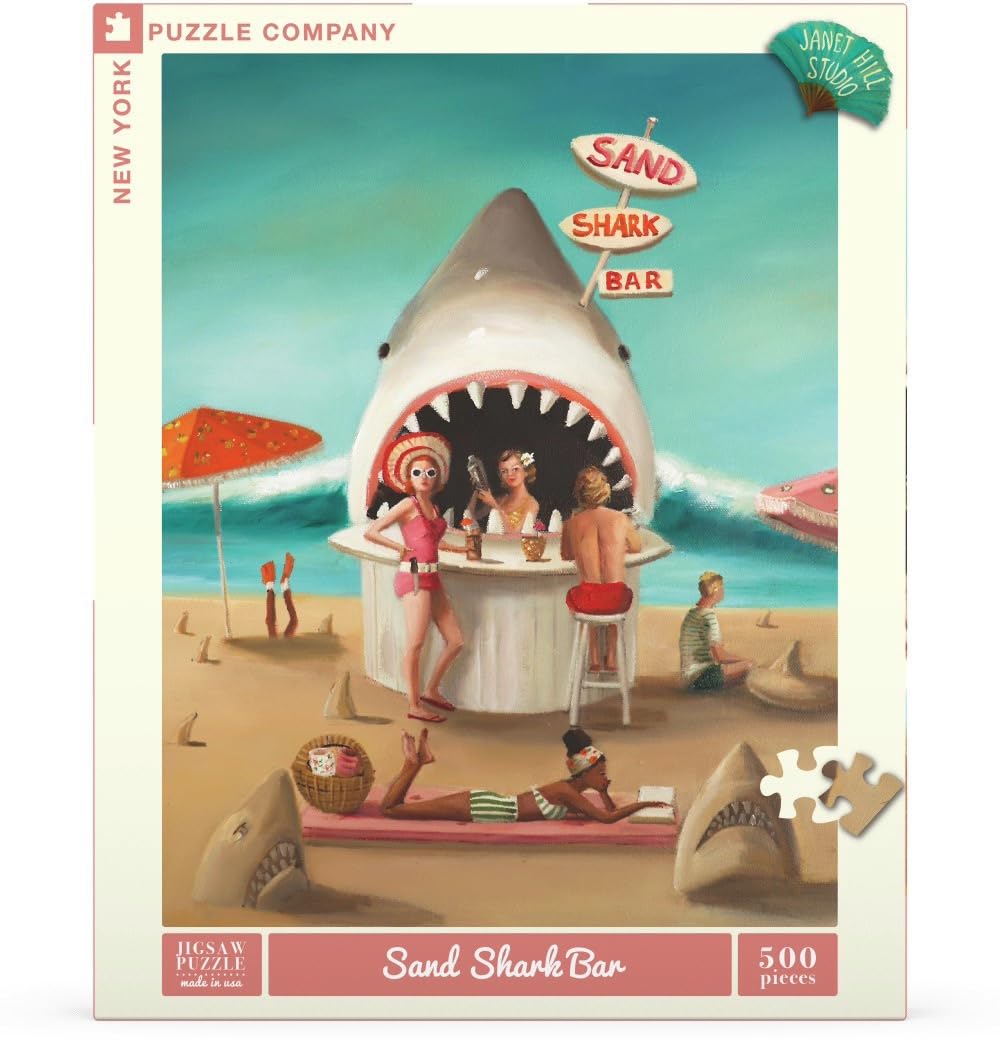 New York Puzzle Company - Janet Hill Sand Shark Bar - 500 Piece Jigsaw Puzzle for Family Game Nights by Janet Hill