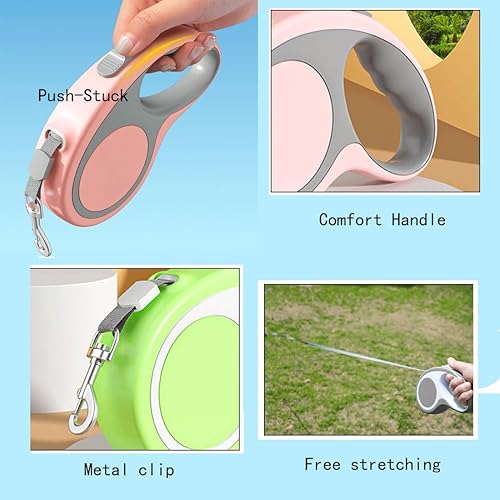 Miniatura 5 de Correa retráctil para perro, correa extensible ajustable automática para perro, duradera y sin enredos, cinta de nailon para mascotas pequeñas y