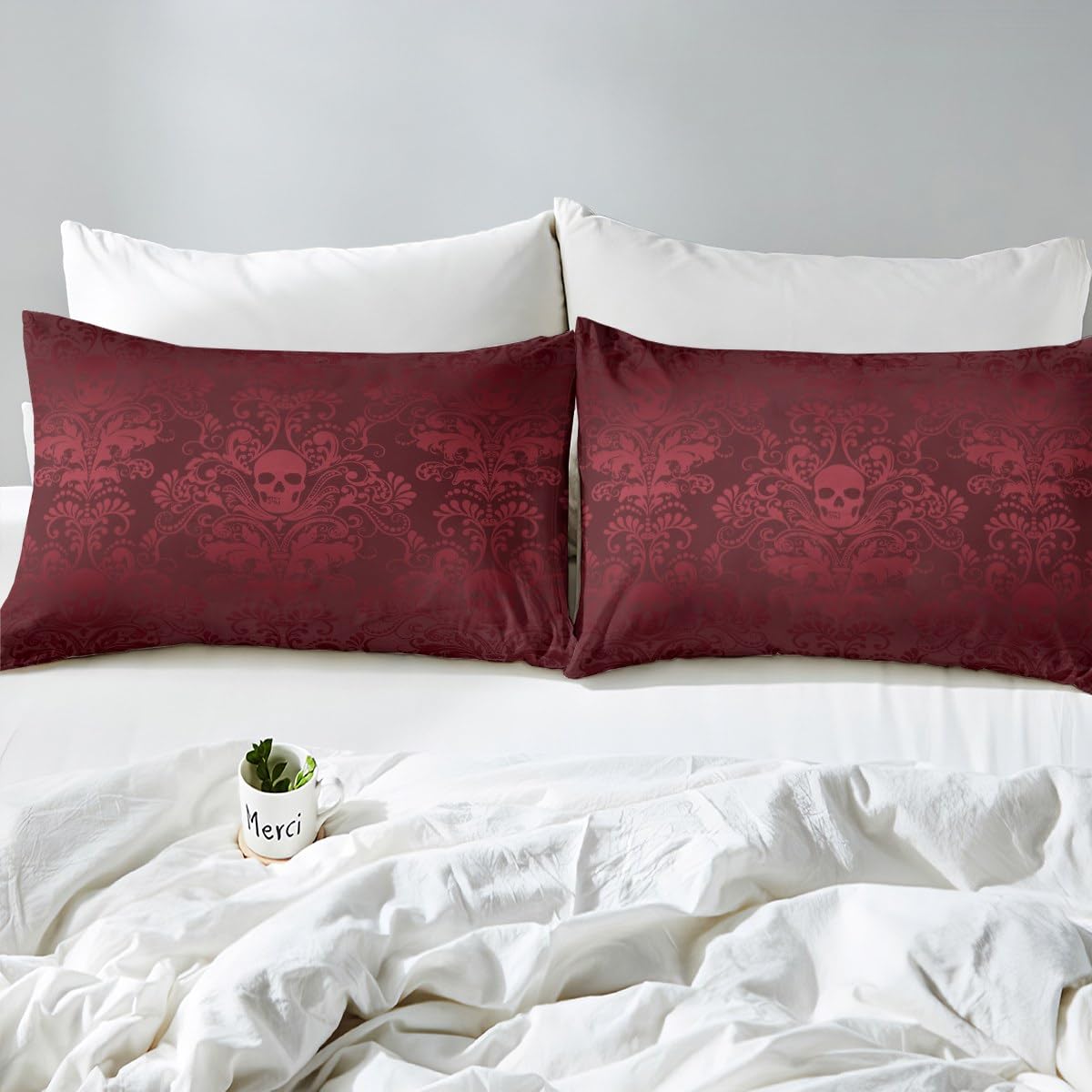 Rood Zwart Ombre Gothic Beddengoed Set Super King Voor Jongens Vintage