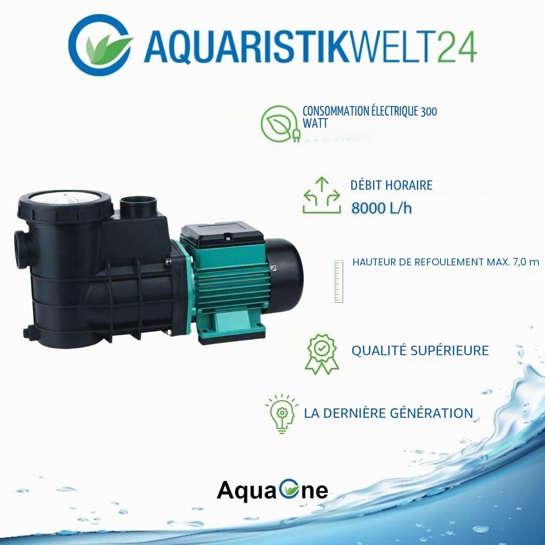 AquaOne HZS-300 Pompe de circulation auto-amorçante pour piscine 300 W 8000 l/h