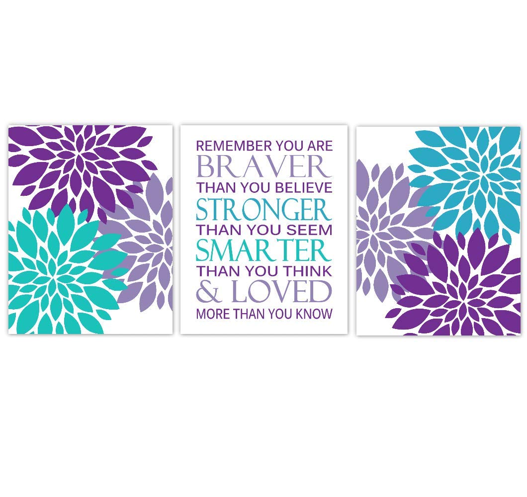 Teal And Purple Nursery Decor Personalized Floral Mums Owl Nursery Art