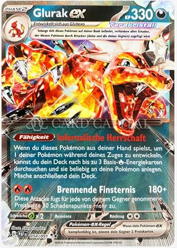 Glurak ex (Charizard ex) – OBF 125 – Obsidianflammen – Einzelkarte Deutsch – Tera Rare – Fähigkeit: Infernalische Herrschaft – Holo + Heartforcards® Versandschutz