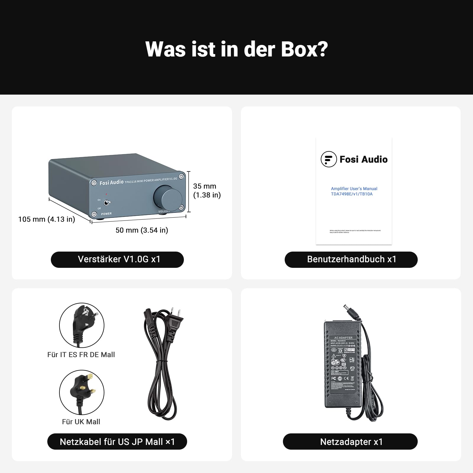 Fosi Audio V1.0G Mini Verstärker 50Wx2 Class D Stereo TPA3116 2 Kanal HiFi Verstärker