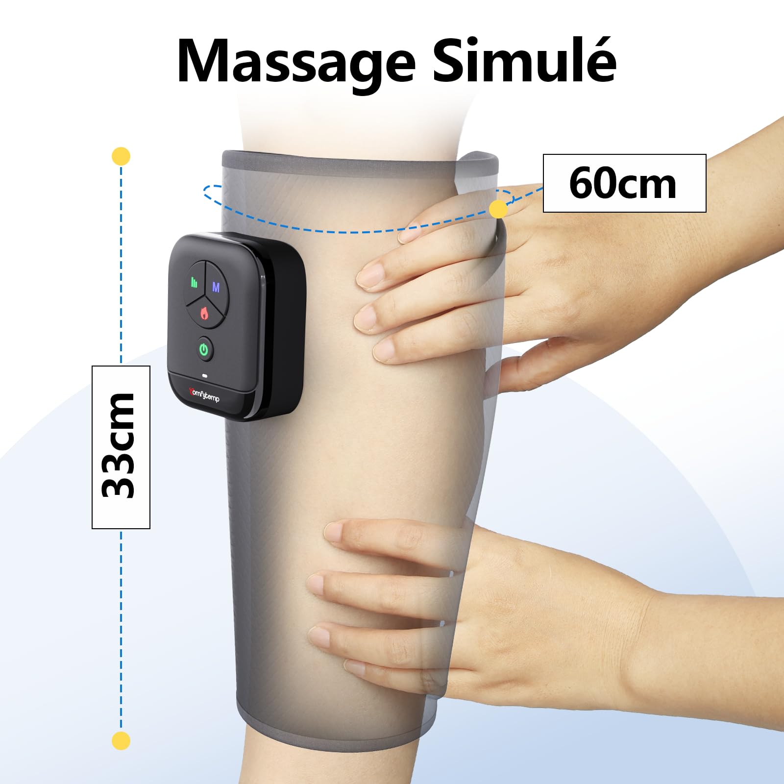 Comfytemp Appareil Massage Jambe sans Fil (2 pièces), Masqueur d'Air avec Chauffage pour Jambe, Contrôle par Application DIY, Appareil de Massage pour Mollets, 2500mAh, Convient pour Maman et Papa