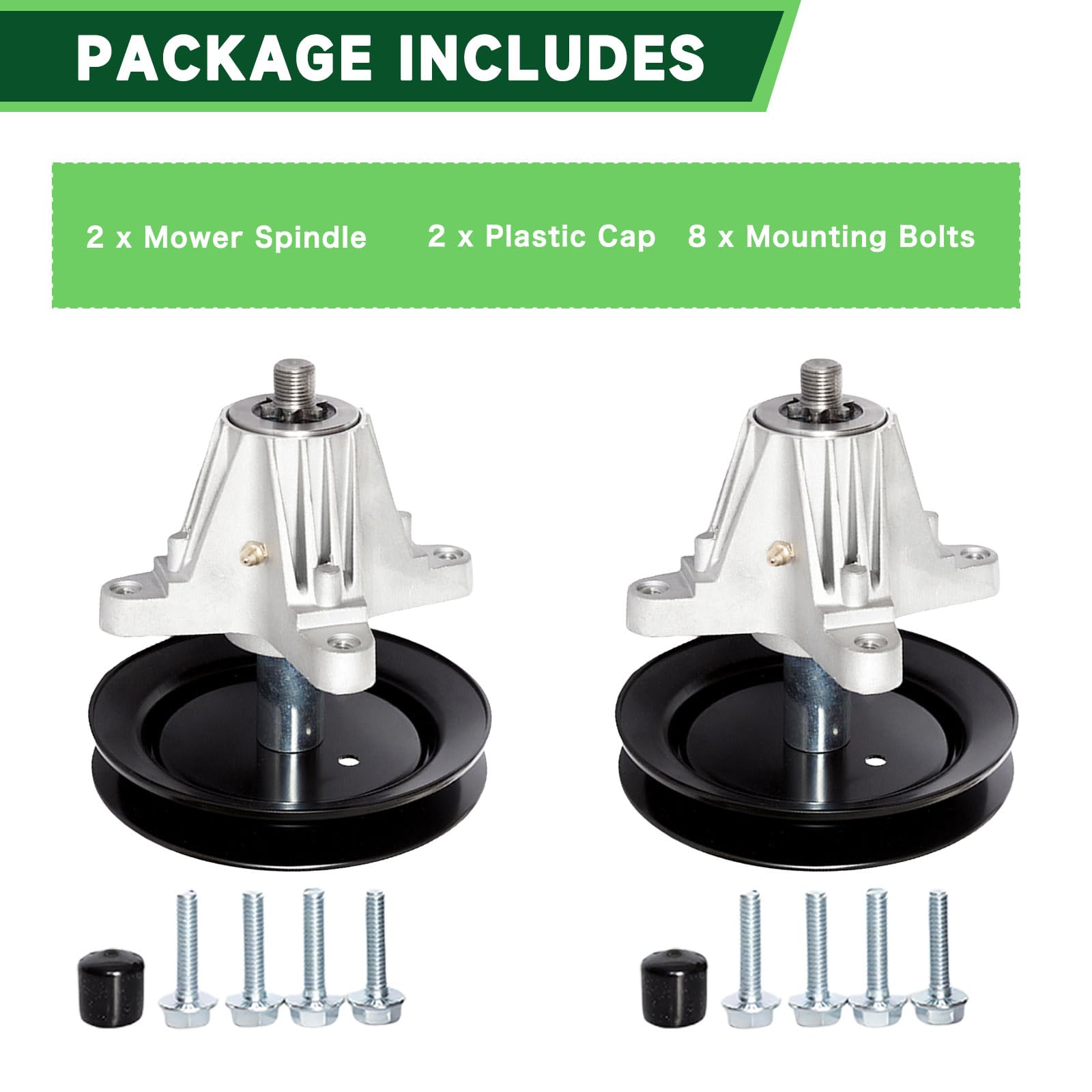 2 Pack Cortacésped para Cub Cadet MTD 918-04822A 918-04822B 618-04822 918-04889 Montaje de husillo de cubierta para la mayoría de 106,7 cm y 76,2 cm con perno roscado polea y zerk