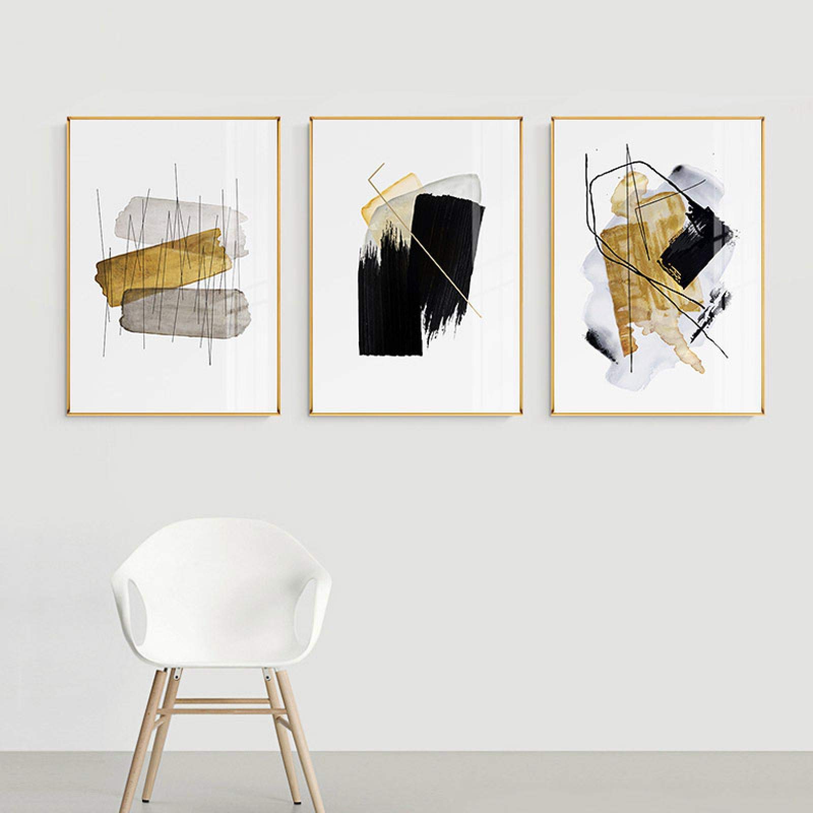 Tableau moderne géométrique jaune en impression sur toile abstraite résistante 50x70 cm - 8