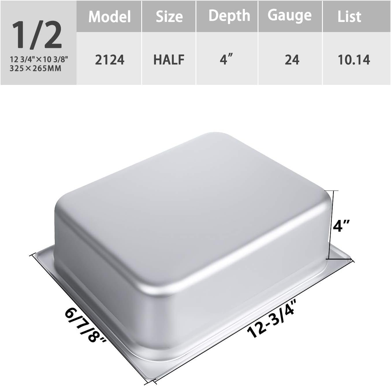 ❤ Crаzу Dеаlѕ 4 Deep Steam Table Pan Half Size, Kitma 6 Quart Stainless Steel Anti-Jam Standard Weight Hotel GN Food Pans - NSF (12.8L x 10.43W) - 6 Pack